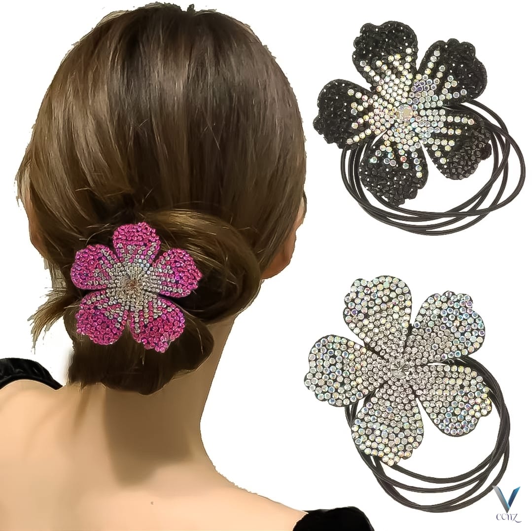 Fancy China Flower Ponies | Sparkling Crystal Hair Accessories