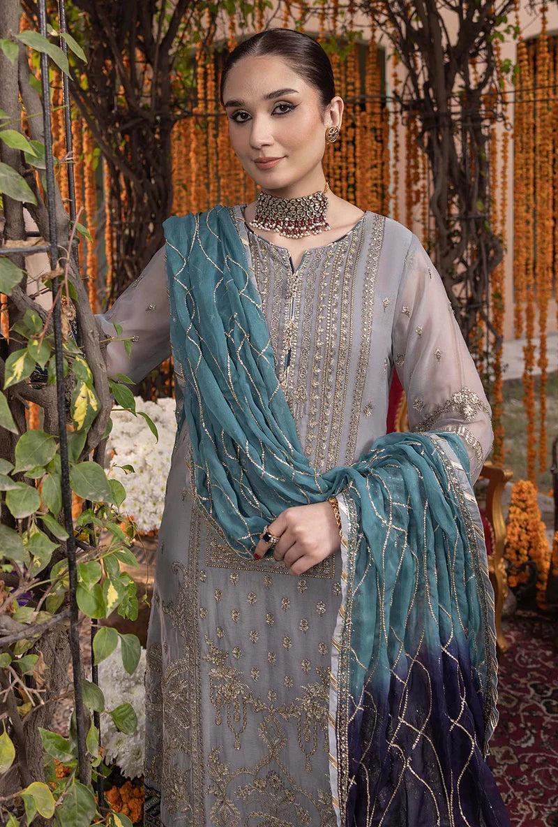 💫 Adan Libas RANG-E-MEHFIL 005 | Pearl & Tassel Embroidered Chiffon Suit 💫