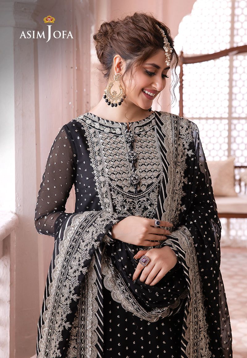 Asim Jofa Chandani Collection MD 1387 | Premium Designer Chiffon Dress