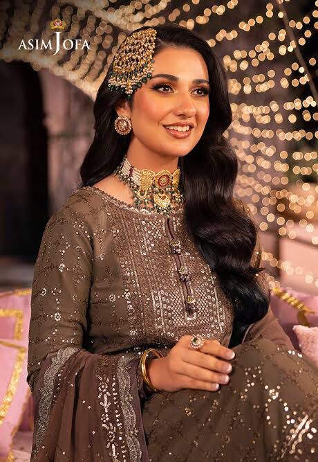 Asim Jofa Dastan Collection – AJDA-05 Coffee Brown 3Pc