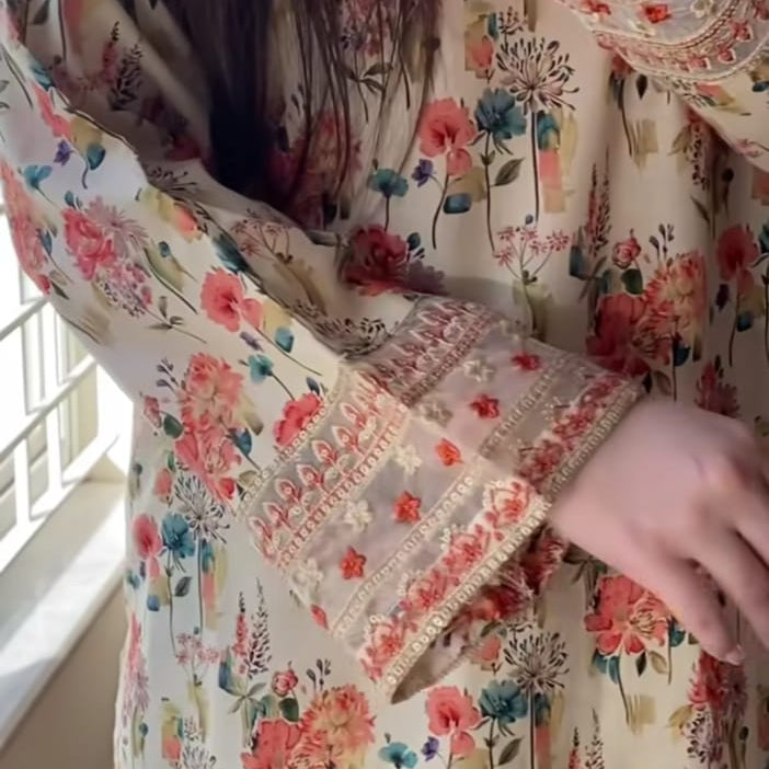 Beige Elegance –Stitched Lawn 