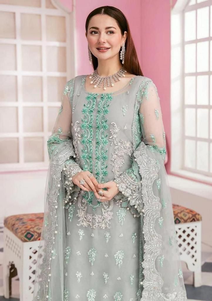 Bridal Ready Organza Suit – Stone & Adda Embroidery | Tassel Dupatta

