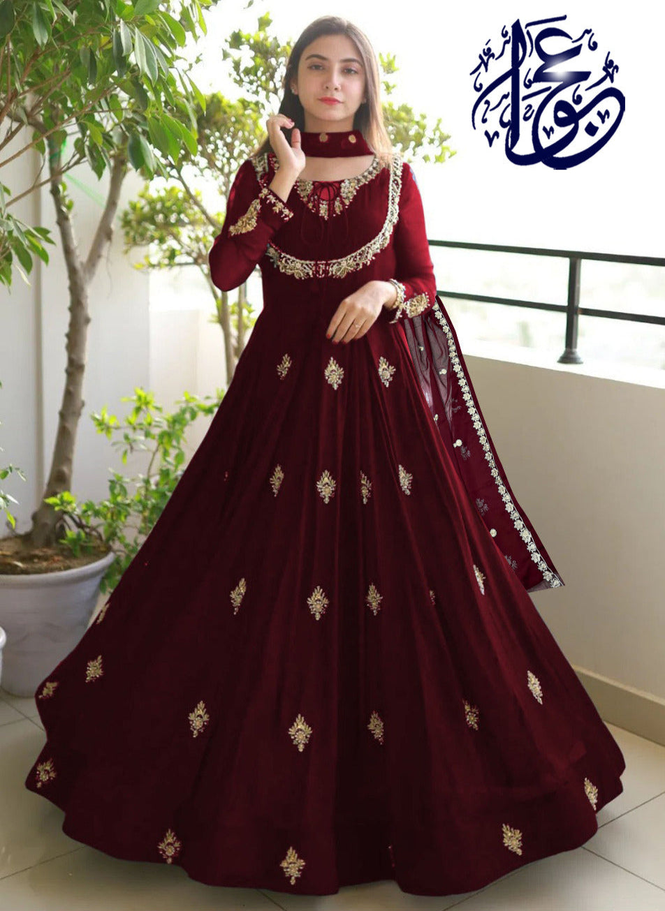 Embroidered maxii with dupata