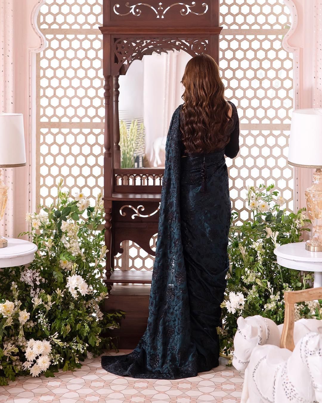 Formal Wear Saree – Asim Jofa Chandani Edition in Midnight Blue

