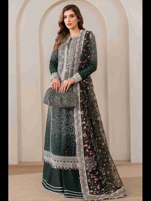 Gulaal Master Replica Wedding Formals – Embroidered Net 3Pc Suit with Silk Trouser & Dupatta
