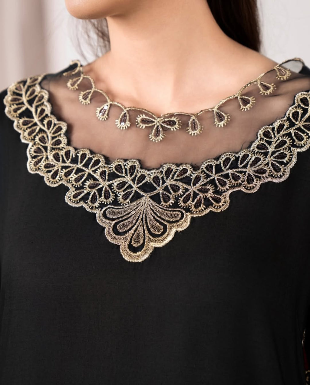 "Lawn Luxe: Elegant Contrast elegant  dress for function