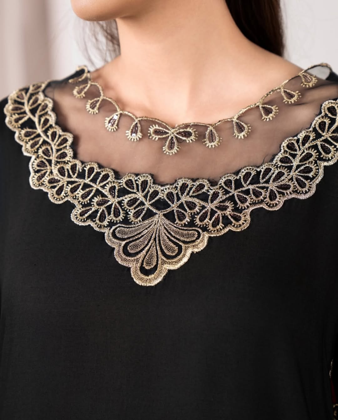 "Lawn Luxe: Elegant Contrast elegant  dress for function
