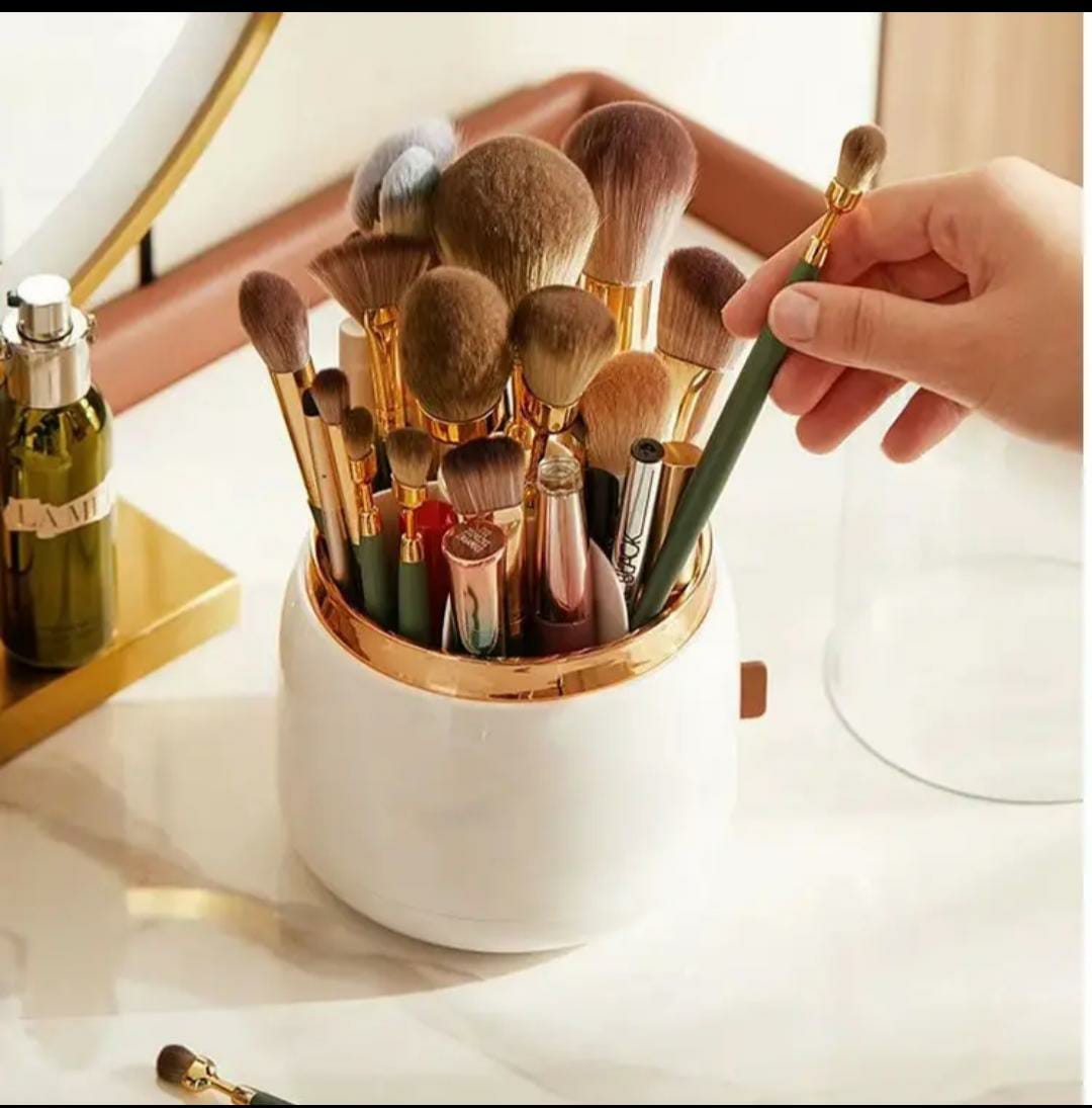 Luxury Brush Holder with 360° Rotation | Elegant Storage Box