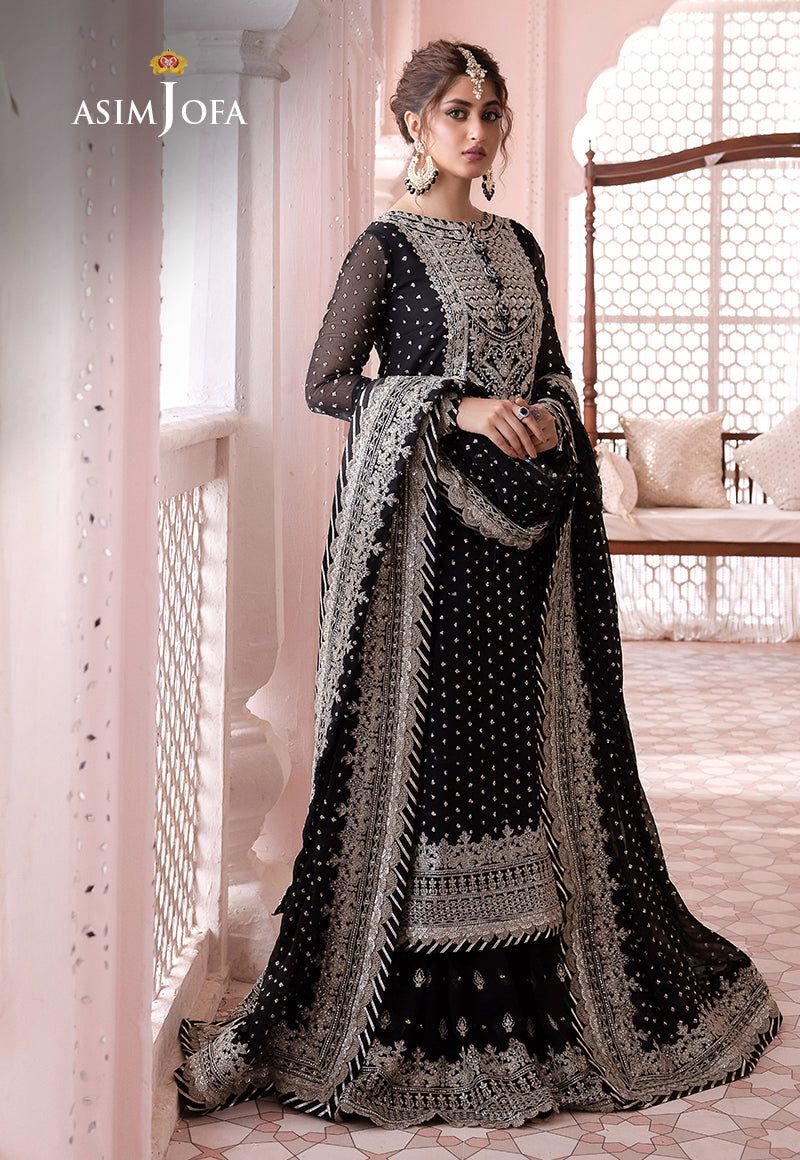 Luxury Formal Wear | Asim Jofa Chandani Embroidered Chiffon Ensemble