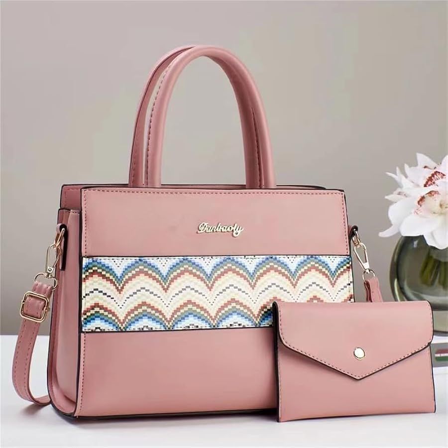 Luxury Maroon Shoulder Bag with Printed Accent & Bonus Wallet

